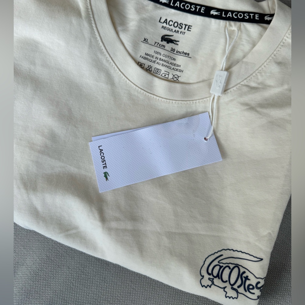 Lacoste Off-White Crew Neck Tee 2/$120, 3/$150 - Picture 1 of 4
